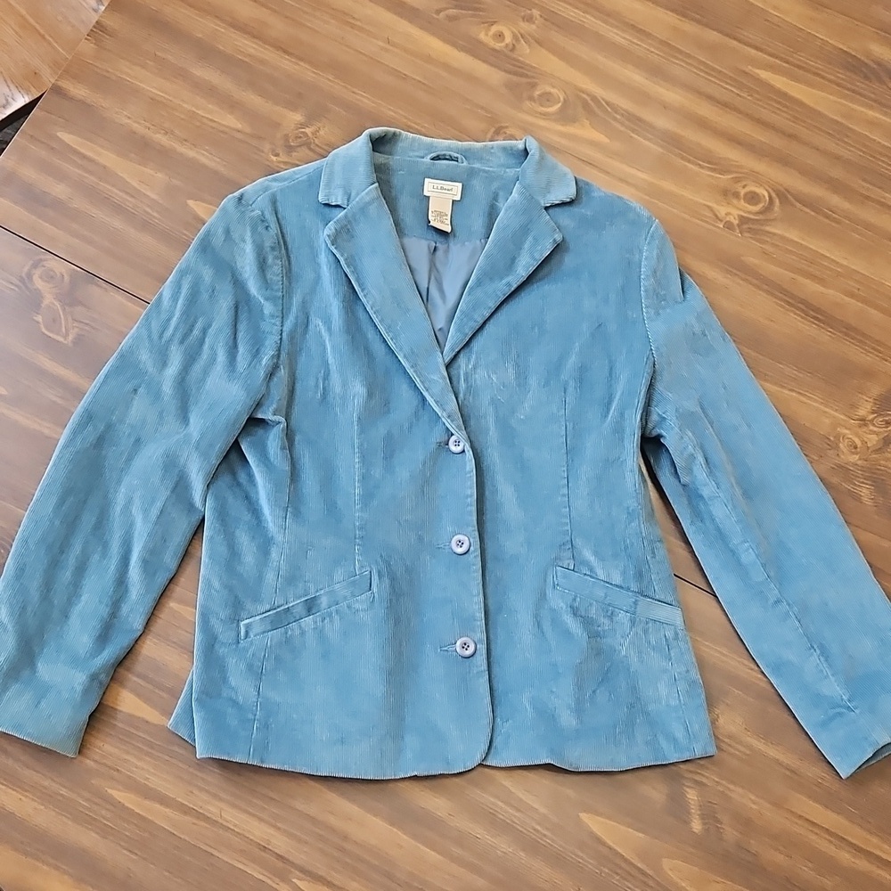 LL Bean Blue Corduroy Blazer with Notched Lapels - Picture 3 of 14